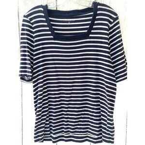 Croft & Barrow XL Short Sleeve Navy White Striped Shirt